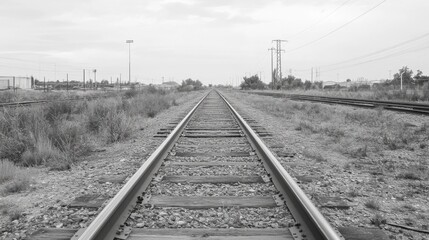 Train Tracks Vanishing Point, Industrial Landscape