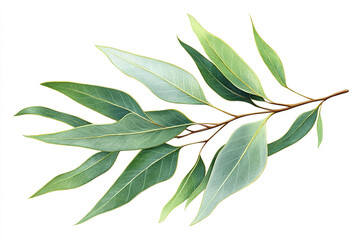 Fototapeta premium Watercolor Eucalyptus Leaves Illustration on White Background
