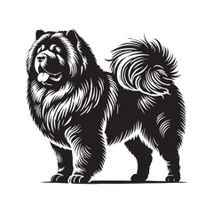Detailed Chow Chow silhouette perfect for digital artwork - Chow Chow illustration - minimal Chow Chow vector - dog silhouette
