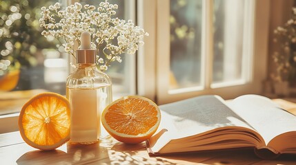 Citrus-Infused Serenity: A Moment of Calm with Essential Oils, Oranges, and a Book