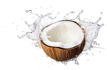 PNG Coconut white background freshness splashing.