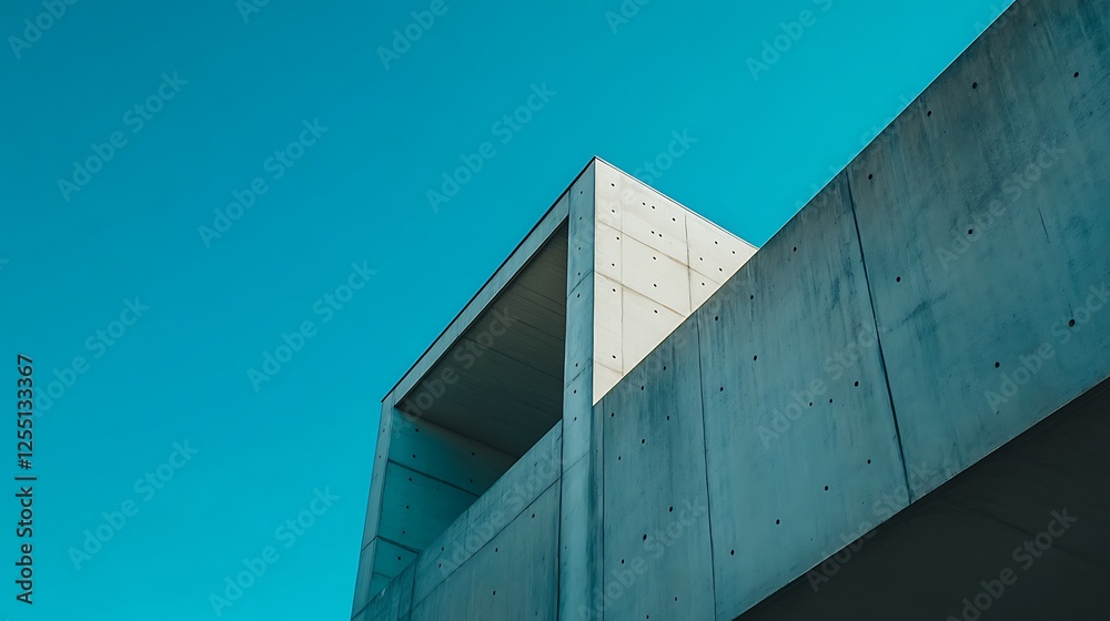 Aufkleber modern concrete building against clear blue sky. low angle view. potential use architectural photogr
