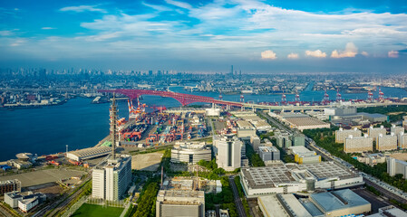 Osaka Bay Urban Cityscape at afternoon summer