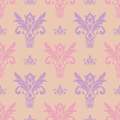Damask seamless vector background. baroque style pattern.