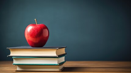 knowledge stack of books with apple