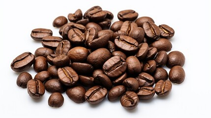 Naklejka premium roasted coffee beans white background
