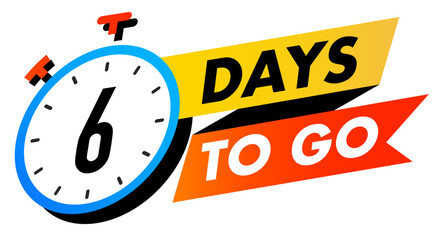 Obraz premium Countdown 6 days to go vector badge for social media post, promotion, promo offer