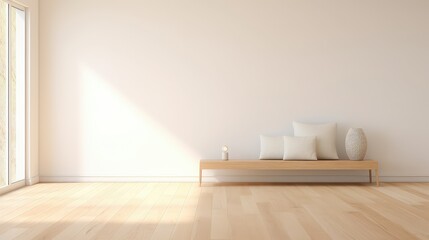 Fototapeta premium minimalist wood floor wall