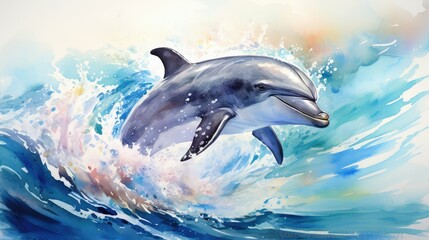 Fototapeta premium playful water color animal