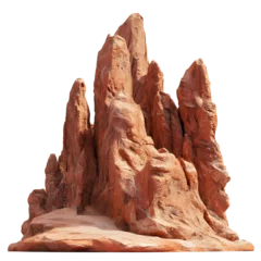Gordijnen A group of large, steep ancient red rocks Isolated on a white background © Natthaporn