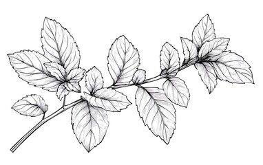 Hand drawn mint branch illustration