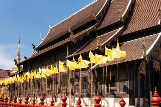 Wooden Buddhist temple Wat Pantao, old city of Chiang Mai. Thailand.