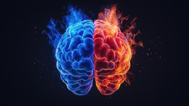 Dual Brain Halves With Contrasting Colors