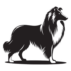 Strong and loyal Collie silhouette with a dignified presence - Collie illustration - minimal Collie vector - dog silhouette
