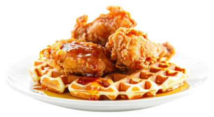 PNG Fried chicken waffles fried food.