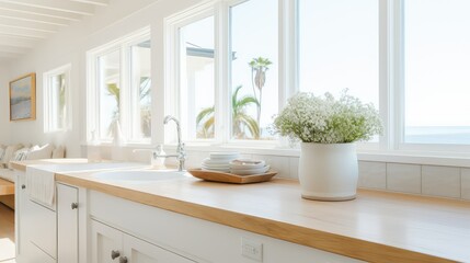 Fototapeta premium airy white wood counter