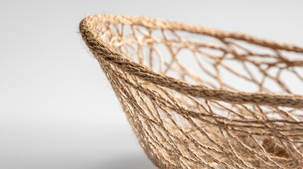 Obraz premium Intricately Woven Beige Twine Basket Showcasing Natural Fiber Texture
