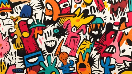 Vibrant Abstract Expressions in Colorful Graffiti Art Design