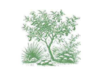 Obraz premium Lemon Plant hand drawn sketch vector