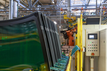 Special equipment for assembling windshields on cars.