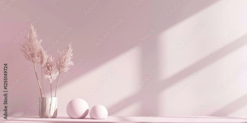 Poster a chic minimalist background with a light pink backdrop, soft gradients and minimalist symbols, mini