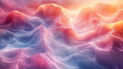Fototapeta premium Vibrant abstract waves in soft pastel hues, evoking tranquility and creativity, perfect for modern design and inspirational themes.