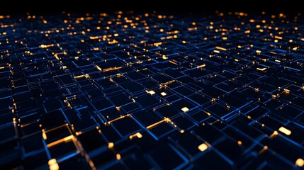 Obraz premium Abstract Digital Background with Glowing Blue and Orange Elements