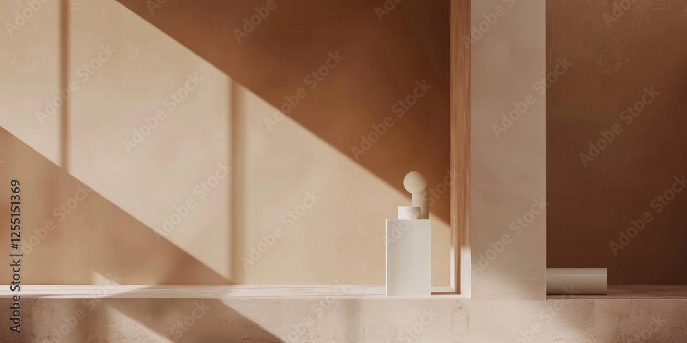 Poster a chic minimalist design with a light sienna background, sparse patterns and clean lines, minimalist