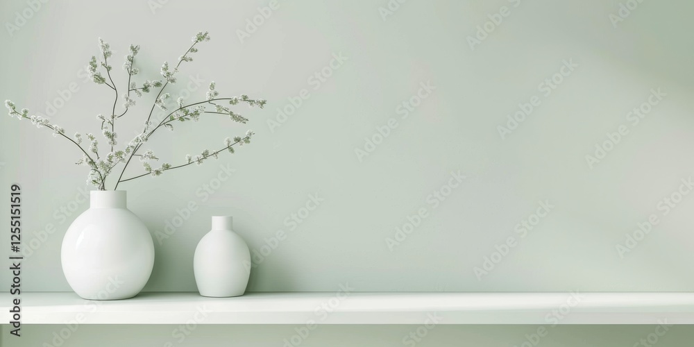 Poster a chic minimalist design with a soft mint green, minimalistic lines and gentle textures, minimalist 