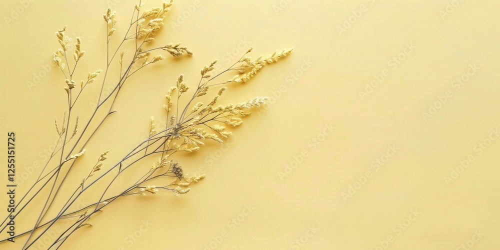 Poster A chic minimalist design with a soft pastel yellow background, Clean lines and abstract patterns, Modern minimalist style