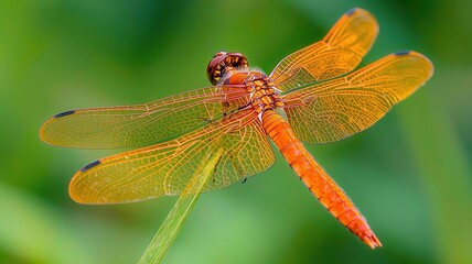 World wildlife day with conservation and awareness idea. Vibrant dragonfly perched amidst lush greenery.