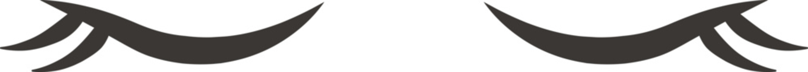 Minimalist vector illustration of closed eyes with long eyelashes, expressing peace, rest, and calmness, ideal for wellness and beauty projects