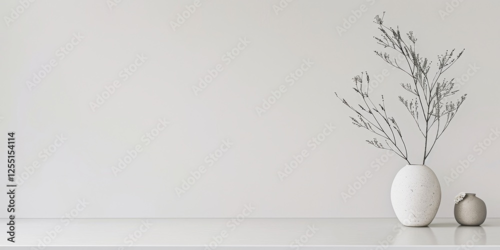 Poster A clean and simple design with a stark white backdrop, Minimalist patterns and typography in a balanced layout, Modern minimalist style