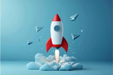 Conceptual imagery of a rocket representing the dynamics of startup ventures.