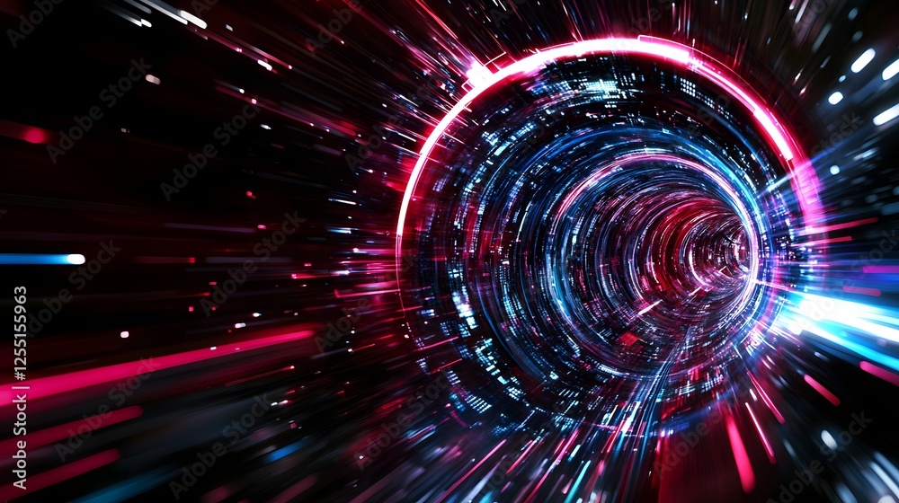 Poster dynamic light trails creating a vortex effect in vibrant colors