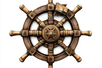 Obraz premium Vintage illustration of a wooden helm from a pirate ship.