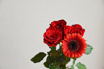 薔薇とガーベラ