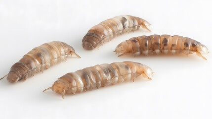 Four semi transparent tongue eating louse on white background