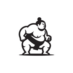 Sumo fight silhouette vector illustration