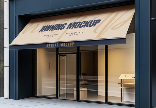 Shop Awning Mockup for Creative Design and Branding Projects