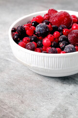 Frozen red fruits still life isolated