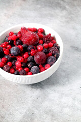 Frozen red fruits still life isolated