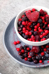 Frozen red fruits still life isolated
