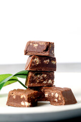 Chocolate nougat still life close-up