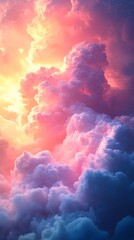 Fototapeta premium A pastel-based gradient mesh blending cool sky tones into soft peach hues.