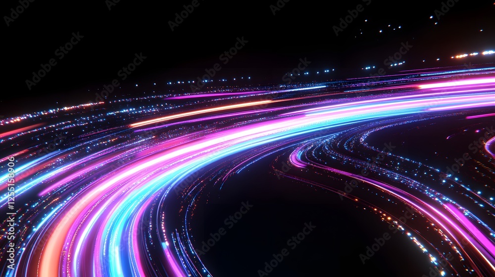 Poster vibrant light trails in motion creating dynamic abstract background