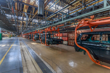 Fototapeta premium Workshop of a large and modern automobile plant.