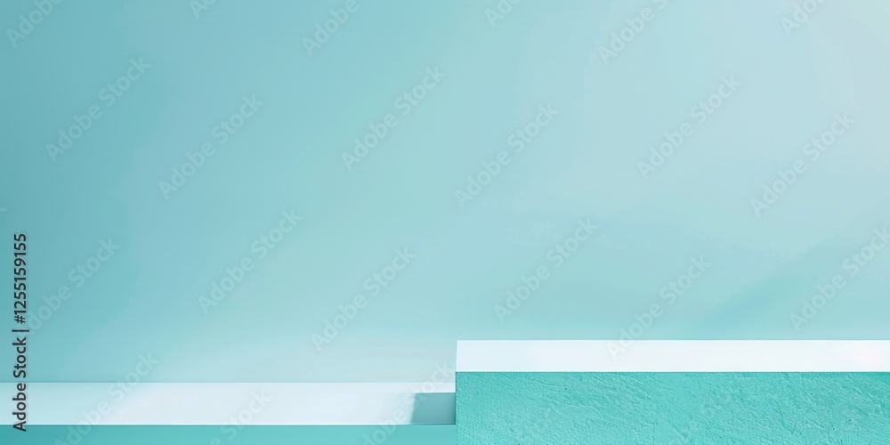 Poster a crisp minimalist design with a clear, light cyan background, sharp edges and delicate hues