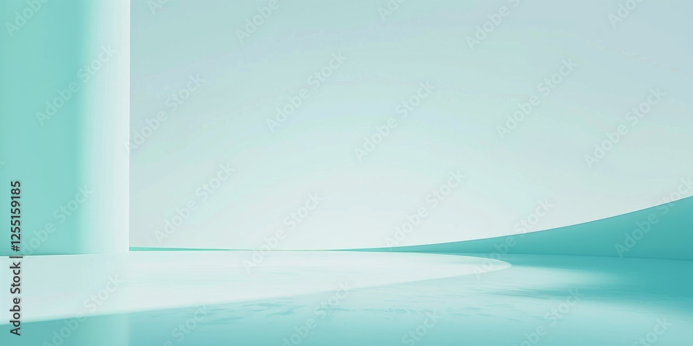 Poster a crisp minimalist design with a clear, light cyan background, sharp edges and delicate hues