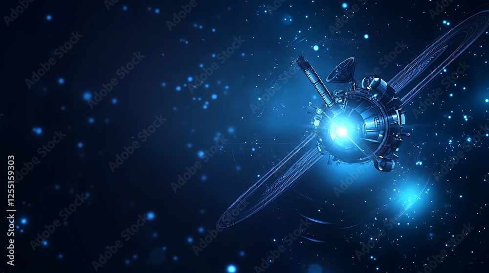 Poster futuristic spacecraft in deep space
